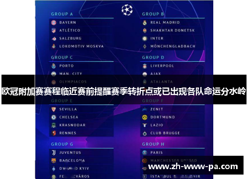 欧冠附加赛赛程临近赛前提醒赛季转折点或已出现各队命运分水岭 欧冠附加赛赛程临近赛前提醒赛季转折点或已出现各队命运分水岭